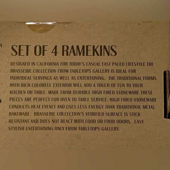 BRASSERIE SET OF 4 RAMEKINS - NEVER USED - Picture 5 of 6